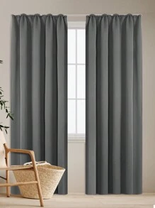 Blackout Curtain Opaque Curtain Thermal Curtain With Ruffle Tape, Set Of 2 - Light Grey - View 3