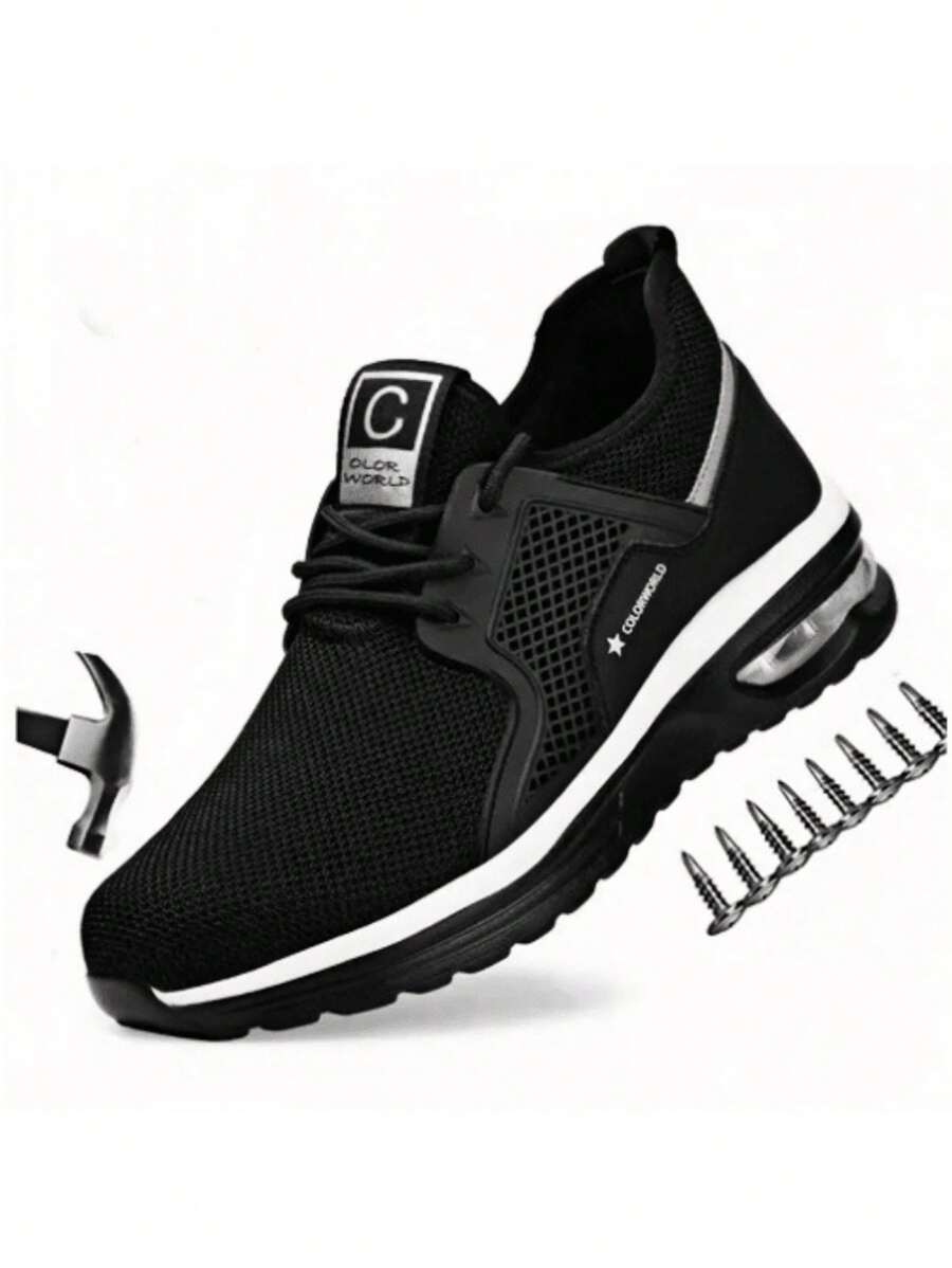 LITTLE MONSTER Tenis De Seguridad Industrial Para Trabajo Hombre Ligero - Blanco y Negro - Ver 1