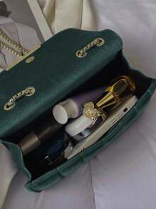 New Gold Velvet Chain Embroidered Women Shoulder Bag & Crossbody Bag, Autumn/Winter - Green - View 4