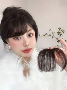 自然斜刘海 3:7 比例前额假发，优雅发夹发型，无鬓角，爪夹发夹，发卡，学生用品，发饰，接发，头部饰品，发夹 - 彩色 - 查看 2