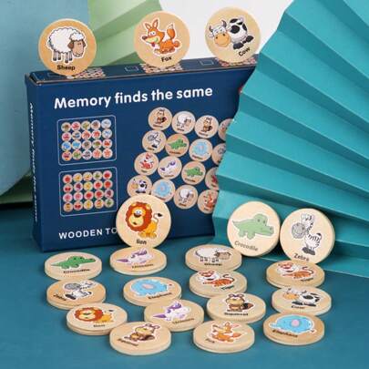 New Memory Match Game For Toddlers And Young Kids, Early Education Cognitive Puzzle Cartoon Wooden Toy To Train Focus,Memory Game,Memory,Educational Toys