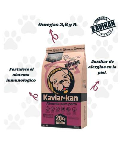 CROQUETAS SUPER PREMIUM KAVIARKAN SALMON 8KG, ALIMENTO PARA PERRO, TODAS LAS RAZAS, TODOS LOS TAMAÑOS, 100% NATURAL