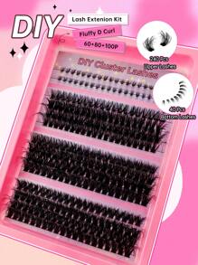 280 件 D 卷曲 DIY 簇状睫毛延长套装 8-16 毫米长度混合蓬松 60D+80D+100D 3 种款式混合+40 件透明带底部单根睫毛簇状分段尖刺 D 卷曲睫毛延长可以使猫眼睫毛看起来或自然外观和蓬松体积戏剧性睫毛效果睫毛簇、睫毛簇、单根睫毛、睫毛、假睫毛 - D - 查看 8