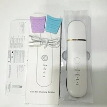 超声波皮肤清洁工具 - USB 可充电，振动面部刮刀黑头去除器，刮刀去角质面部提升美容工具，价格实惠的护肤设备，包括 2 个硅胶头 - 彩色 - 查看 9