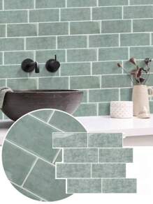 10pcs Faux Ceramic 3D Wall Stickers, Removable & Easy To Install, Waterproof Self-Adhesive Wall Paper, Suitable For Kitchen, Furniture Renovation, Bathroom, Room Decor, Holiday Party Background