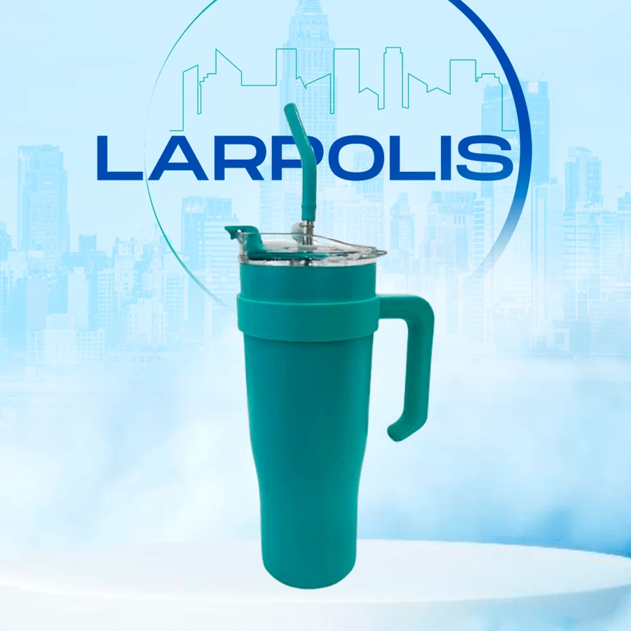 1.2L Thermal Cup With Acrylic Lid, Stainless Steel Straw And Silicone Tip - 水綠色 - 查看 1