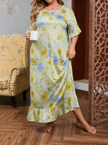 European & American Style Casual Comfortable Sleepwear Women's Nightgown - Mint Green - View 1