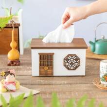 1pc Wooden Tissue Box,Vintage Desk Organiser, Simple Japanese Style Tissue Box,Office Desk Accessories,Paper Storage,Desktop Small Items Remote Control Storage Rack,For Home Dining Room,Living Room,Bedroom,Bedside Table,Organization And Storage,Gift - Multicolor - View 8