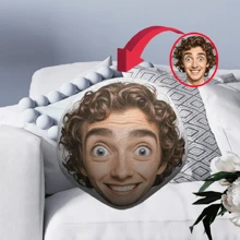 1pc Customized 3D Printed Face Design Throw Pillow, Personalized Photo Cushion, Made Of Soft Plush Polyester Fabric, Unique Couples Gift, Suitable For Sofa, Living Room, Car, Bedroom - Double-Sided Printing, Zipper Closure
