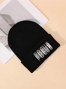 1pc NY Letter Embroidery Beanie Unisex Winter Hats Daily Slouchy Beanies Skull Cap Outdoor Knit Hats For Men Women