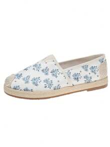 Giày vải thêu đế mềm cho nữ, giản dị và thoải mái, giày đế bằng - Màu xanh lam - Xem 7