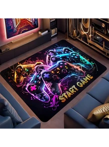 1 pièce Tapis de sol de zone de manette de jeu pour la chambre des garçons et les joueurs, tapis en polyester antidérapant et lavable en machine, tapis de sol de salle de jeux intérieure avec rembourrage en mousse, tapis à bas poils pour le salon, le bureau et la cuisine