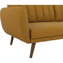 Novogratz Brittany Futon Sofa Bed And Couch Sleeper, Camel Faux Leather - 芥末亞麻布 - 查看 8