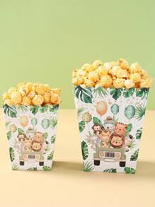 20 件丛林动物爆米花盒食品盒、厨房用品一次性食品托盘、炸薯条盒、爆米花杯、生日派对礼品包装盒糖果袋爆米花桶零食盒容器、礼品包装装饰烘焙面包盒、派对回礼、生日礼物、礼品盒