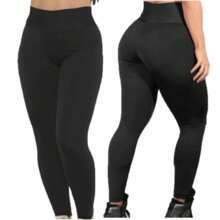 Kit 3 Women's Legging Pants Promotion Plain Suplex Legging - đen / đen - Xem 2