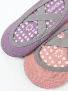 2/4/5 pares de calcetines tipo tripulación con agarre acolchado antideslizante para mujeres, aptos para Pilates, yoga, gimnasia, baile y entrenamiento deportivo