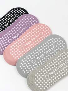 2/4/5 pares de calcetines tipo tripulación con agarre acolchado antideslizante para mujeres, aptos para Pilates, yoga, gimnasia, baile y entrenamiento deportivo
