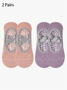 2/4/5 pares de calcetines tipo tripulación con agarre acolchado antideslizante para mujeres, aptos para Pilates, yoga, gimnasia, baile y entrenamiento deportivo