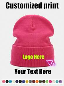 [Personalizzato] 1 pezzo Berretto unisex personalizzato con testo, nome o logo, berretto lavorato a maglia con bordo arrotolato, adatto per uso quotidiano e può essere regalato ad amici, familiari e amanti. Colorato, carino, adorabile, divertente, kawaii, stile Y2K, elegante, unisex, casual, personalizzato, unico, regali ideali per lui, regali ideali per lei, lei, ragazzo, ragazza, famiglia, amici