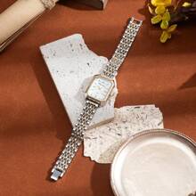 xinyunkou New Arrival Minimalist Square Brick-Face Steel Band Women's Watch, Gold Color Quartz Watch, Retro Luxury Style - Gold - View 3