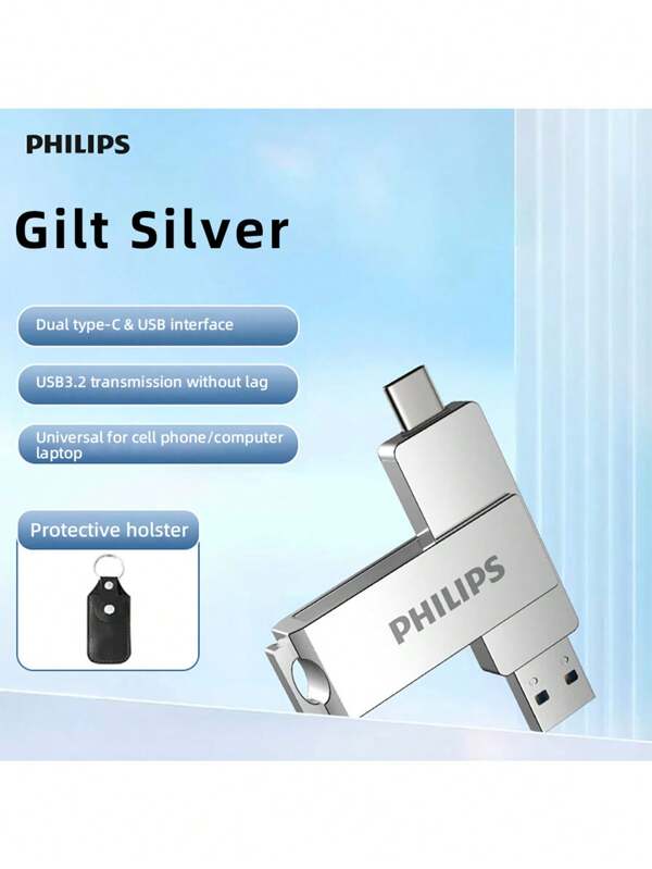 PHILIPS محرك فلاش يو اس بي ٦٤ جيجابايت من فيليبس، مع تصميم محور للتخزين المحمول، سرعة يو اس بي ٢.٠