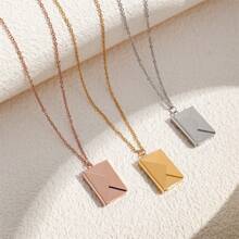 1pc Envelope Detachable Letter Pendant Necklace, Creative Simple & Elegant Fashion Vintage Casual Necklace, Suitable For Gift, Daily, Commute, Street, Party, Valentine's Day, Christmas, OPP Bag Packaging,Mom,Mother,Mother's Day,Gift