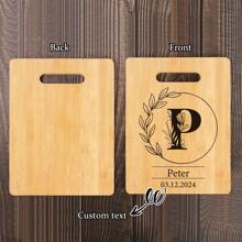 Tábua de Corte de Bambu Personalizada - 26 Opções de Padrão de Letra, Perfeita para Feriados, Aniversários, Aniversários e Mais - Presente Decorativo de Cozinha Elegante e Durável