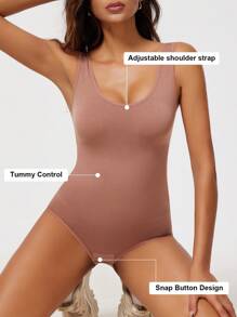 1pc Naadloze Shapewear Camisole voor dames met taille-afslankend effect, buikcontrole en driehoekige panty
