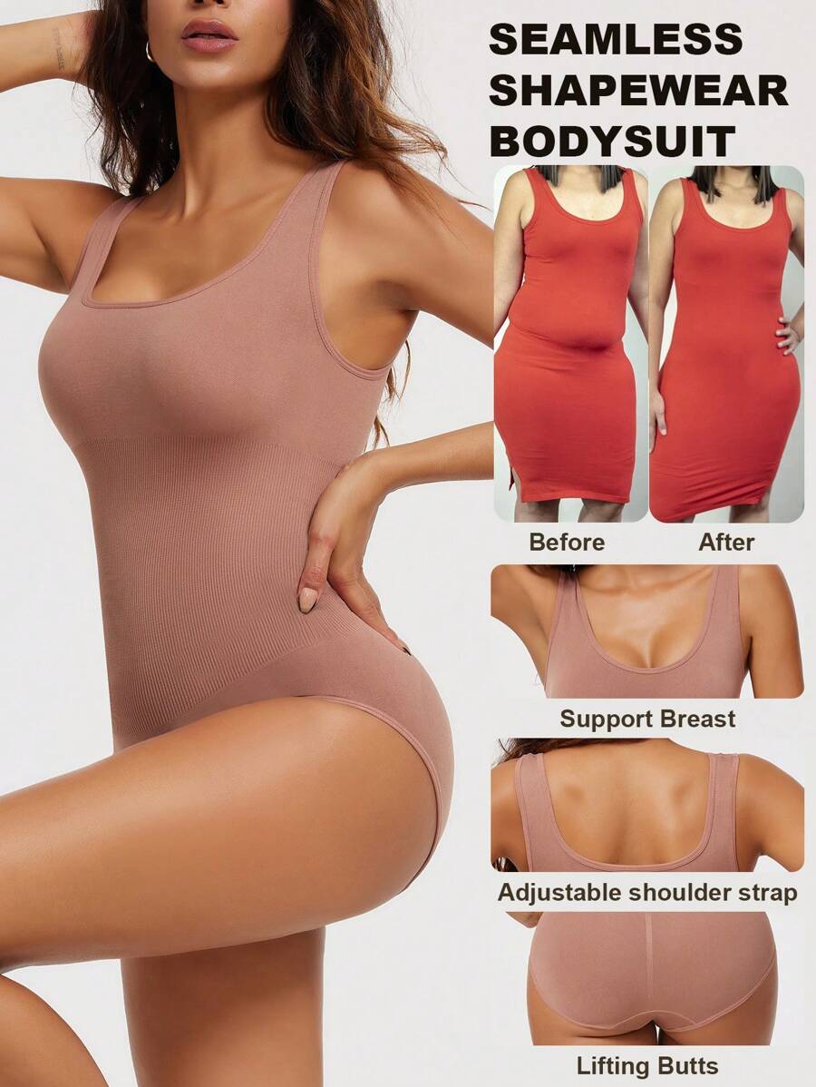1pc Naadloze Shapewear Camisole voor dames met taille-afslankend effect, buikcontrole en driehoekige panty