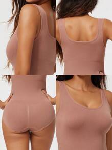 1pc Naadloze Shapewear Camisole voor dames met taille-afslankend effect, buikcontrole en driehoekige panty