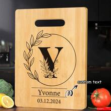 Tábua de Corte de Bambu Personalizada - 26 Opções de Padrão de Letra, Perfeita para Feriados, Aniversários, Aniversários e Mais - Presente Decorativo de Cozinha Elegante e Durável