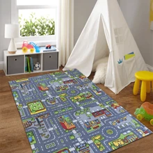 NetHong Interactive Kids Children's Rugs Town Road Map City Rug Play Village Mat 80x120~ - Grey - View 1