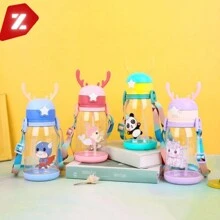 Portable Elk Water Bottle Cup Children's Water Bottle With Multicolor Design - 藍色的 - 查看 3
