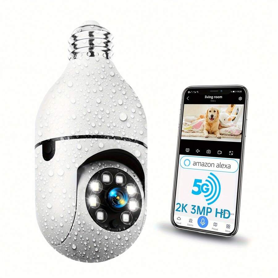 WESECUU Security Camera 2K HD Light Bulb Camera Security Cameras Outdoor Wireless Indoor Camera For Home Security, IP Camera PTZ,House Cameras,5G/2.4 GHz WiFi Wireless Cameras Nanny Room Cam For Bedroom , Wireless Home Surveillance System,Light Bulb Surveillance Camera Socket 360 Camera Smart Motion Detection Alarm Lightbulb Camera 2-Way Audio Color Night Vision,Pet Camera Cat Dog With Phone App, Two Way Talk, Night Vision - trắng - Xem 1