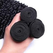 Lynlyshan Peruvian Kinky Curly Human Hair 2 Bundles 10A  Natural Black  Remy Human Hair  10-26 Inches Jerry Curl Human Hair Extensions Vigin Curly Hair Weaving For Women - Natural Black - 查看 2