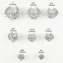 2PCS Halloween Bat Saddle Ear Tunnels Plugs Piercing Gauges For Women Men 316 Stainless Steel Saddle Gauges Earrings Gift - Bat - View 9