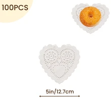 100pcs White Paper Lace Placemats, Decorative Disposable Placemats, Suitable For Desserts, Fried Foods, Wedding Tableware Decor, Cake Packaging - Round/Oval/Rectangular/Heart Shaped - White - View 24