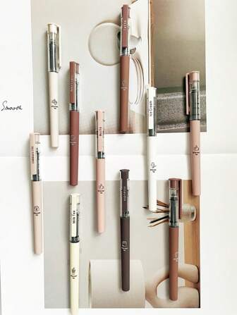 6 piezas/8 piezas Bolígrafos de gel con tinta de secado rápido y sin manchas con tema de café, suaves al tacto para tomar notas, dibujar, útiles escolares y de oficina