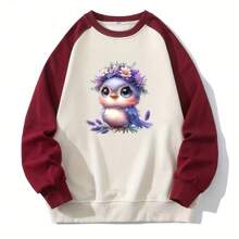 Parche de vinilo termoadhesivo morado con diseño de pájaro y flores, de estilo elegante - Decal DIY para planchar en camisetas, jeans, sudaderas y talla grande - Multicolor - Ver 4