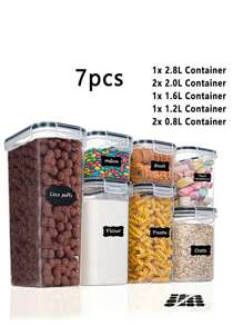 3/5/6/7/9/10/11/12/15/24pcs Stackable Large Capacity Food Storage Container With Lid, Coffee Storage Container, Multi-Functional And Reusable Food Storage Sealed Box, Used For Flour, Sugar, Dried Fruits, And Pasta, Kitchen Sorting And Storage, Kitchen Accessories