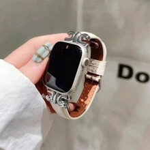 Women's New Microfiber Spliced Leather Metal Strap Compatible With 38/40/41/42/44/45/46/49mm Compatible With Applewatch Strap Ultra/Se10/9/8/7/6/5/4/3/2/1