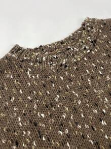 女士休闲撞色圆领长袖喇叭袖口毛衣，秋冬款 - 彩色 - 查看 7