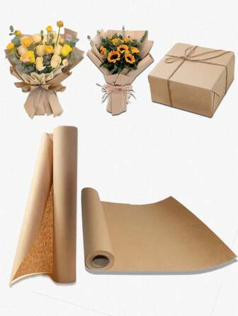 لفة واحدة من ورق تغليف هدايا عيد الميلاد ذو طبعة أزهار، ورق تغليف هدايا عيد الميلاد، ورق تزيين هدايا عيد الميلاد، ورق إكسسوارات الحِرف اليدوية، ورق مائدة، ورق تغليف مذكرات الزفاف، مستلزمات المزهرية، ورق تغليف أزهار، لوح ورقي للملصقات، ورق للفنون والحرف اليدوية، مستلزمات تغليف هدايا وعيد الحب، تصميم بنمط جلد البقر البني