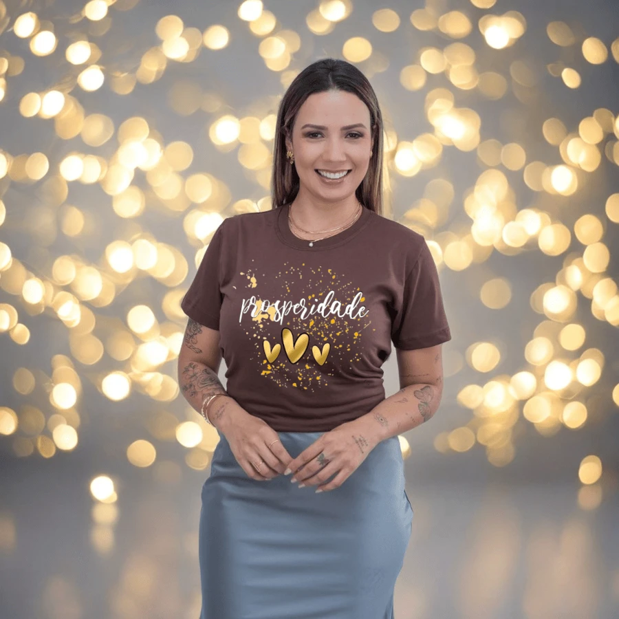 New Year T-Shirt "Prosperity" Custom New Year T-Shirt Happy New Year - 鏽棕色 - 查看 1