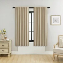 Có sẵn 4 tấm và kích thước 1 tấm/2 tấm Bộ tấm rèm: Rèm cửa có túi/màn che phía sau, có kẹp, rèm cách nhiệt màu trơn cản sáng cho phòng khách, văn phòng, phòng ngủ, nhà bếp, nhiều không gian khác nhau - Màu be - Xem 34