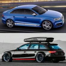 适用于奥迪 A4 B8 B9 B7 8W 8K 8E Avant Quattro Allroad TFSI 2 件车门贴纸侧裙饰条乙烯基贴花条纹汽车配件 - 210x8cm/82.67x3.14inch - 查看 4