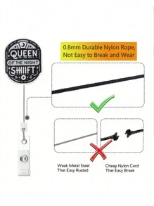 1 Badge Scroll, Badge Clip, ID Card Strap Suitable For Nightclub And Office Staff - Black - View 5