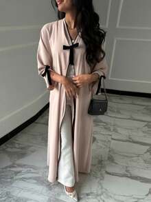 女士长款阿巴雅，带蝴蝶结，适合休闲优雅穿着