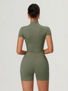 MASKERT Women's Yoga Jumpsuit Exercise Short Sleeved Sports Jumpsuit Skin Friendly High Elasticity Jumpsuit