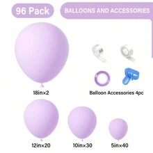 50/96 Packs Maka Purple Balloon, Different Sizes 18/12/10/5 Inches Maka Purple Balloon Wreath Arch Kit, Suitable For Weddings, Bridal Showers, Birthdays, Graduations, Anniversaries, And Single Decoration